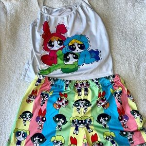 💖💚💙 2 PIECE TANK & SHORT POWER-PUFF GIRL SET 💖💚💙